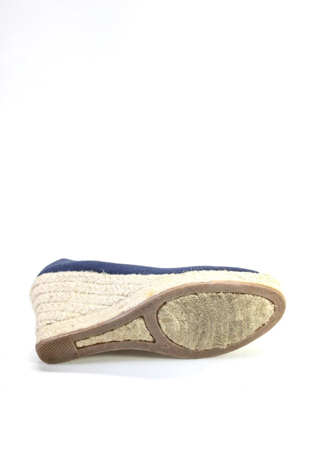 J Crew 女式海军蓝帆布鞋厚底楔形高跟鞋 7 码 — 第 4/4 张图片