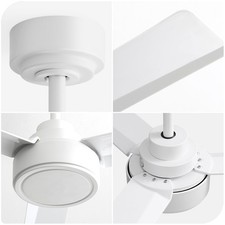 52 In Ceiling Fan No Light Dc Motor Remote 6 Speed Reversible White Abs Blades
