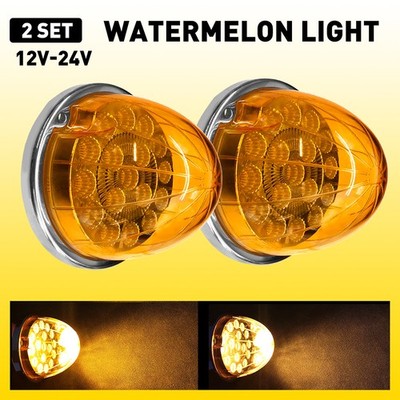New Lens LED Amber Watermelon Clear Marker Turn 2PC Clearance Signal Light Set