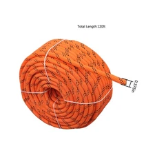 Orange & Black Polyester Braided Sturdy Rope 3/8In × 120FT 48 Strand 3430Lbs