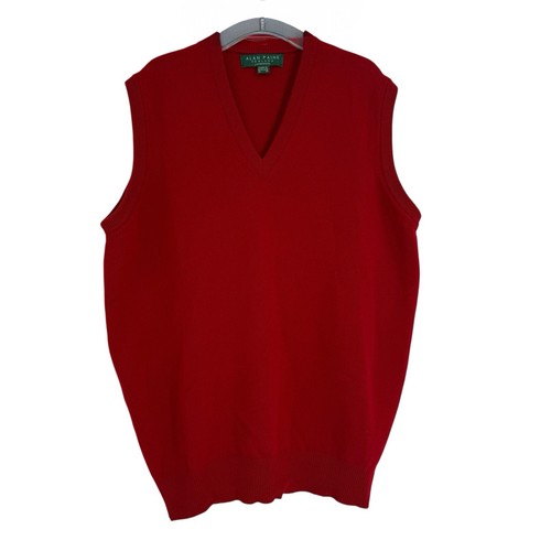 Alan Paine, ALAN PAINE V-Neck Sweater Vest Men Medium M 42 Red Lambswool ENGLAND Vintage