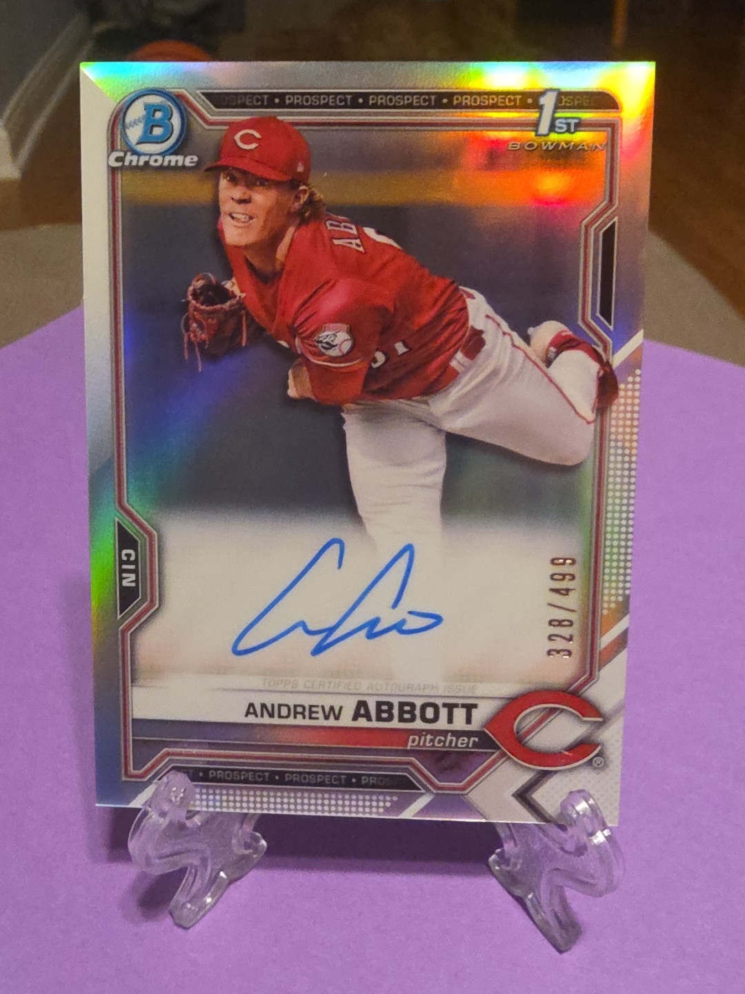 2021 Bowman Chrome Draft Pick Auto #CDA-AA Andrew Abbott Refractor 329/499