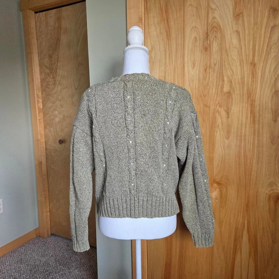 vintage años 90 lizwear suéter verde floral bordado coqueta Foto 3 de 4