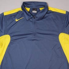 Vintage Nike Challenge Court Tennis Polo Shirt Blue Agassi DriFit Zip Mens Large