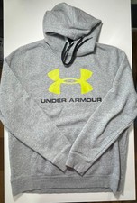 Under Armour ColdGear Men  s Gray Hoodie Size Large Fitted Cotton Poly Excellent