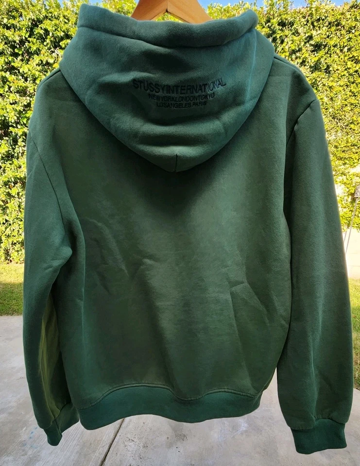 Sudadera con Capucha Stussy Para Hombre Grande Verde Naranja Bordada Internacional Foto 4 de 4