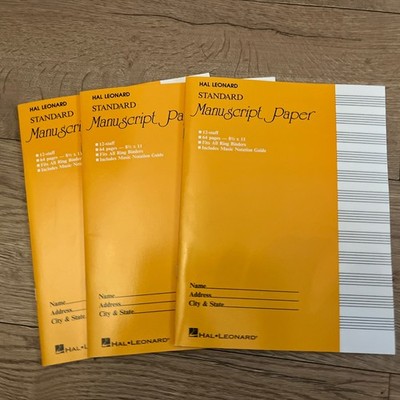 3 x Standard Manuscript Paper   Yellow Cover | 12 Staves Per Page | music