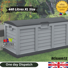 Starplast  XL PLASTIC GARDEN STORAGE BOX GREY CHEST WATERPROOF SHED  UK SELLER