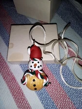 Vintage Snowman Necklac made with an old Marble Necklace Pendant decor handmade 