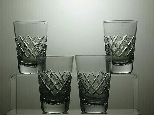 Lead Crystal Cut Glass Set Of 4 Tumblers 3 2/3" - 33A - Picture 3 of 4