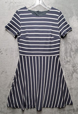 Ann Taylor LOFT Dress Womens 6 Blue White Stripe Open Back Nautical Sailing