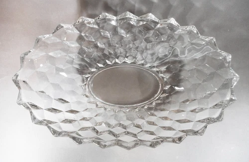 Fostoria American Clear Large 11.5" Oval Bowl Cube Motif NO RAYS Vintage USA EUC