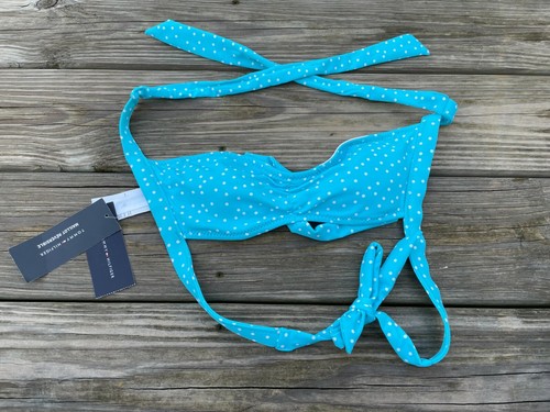 Tommy Hilfiger Women Bathing Suit Bikini Swim Top Blue Dots Stripes Size Xs - Picture 3 of 10