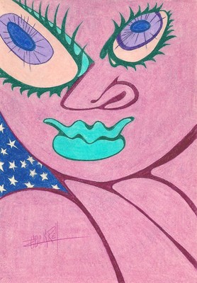  I'M A STAR Female Face Figure Portrait Original Pastel Pencil Abstract Drawing