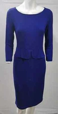 DDA LOUISE KENNEDY blue jersey round neck 3/4 sleeve knee length dress sz 10 12