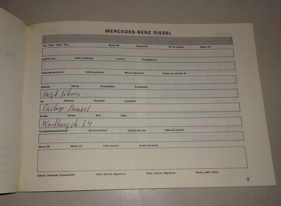 Wartungsheft blanko Mercedes Industriemotoren OM 401 / 402 / 403 / 404  08/1974 - Bild 2 von 3