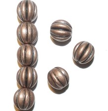 MB364 Antiqued Copper 9mm Corrugated Round Alloy Metal Spacer Beads 25pc