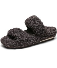 UBFEN Womens Slippers Memory Foam Orthotic Fuzzy Slip On Brown Size 8 New.