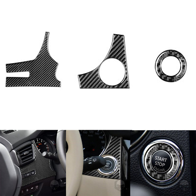 3Pcs Carbon Fiber Star Stop Engine Panel Cover For Nissan Rogue X-Trail 2013-21