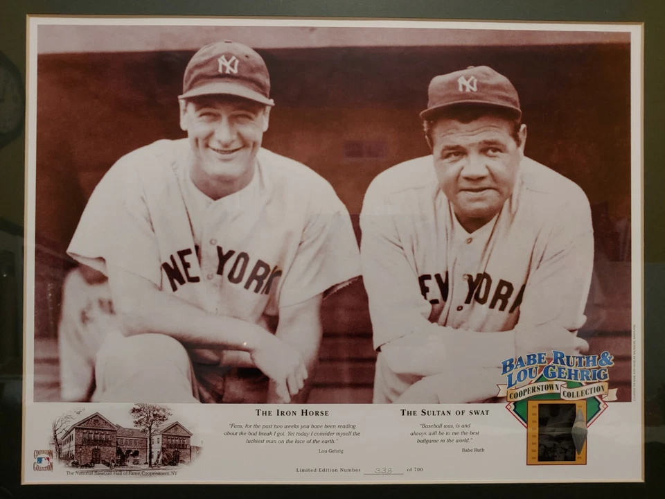 Colección Cooperstown Babe Ruth & Lou Gehrig Litografía Película Iluminada Celular Enmarcada Foto 4 de 4