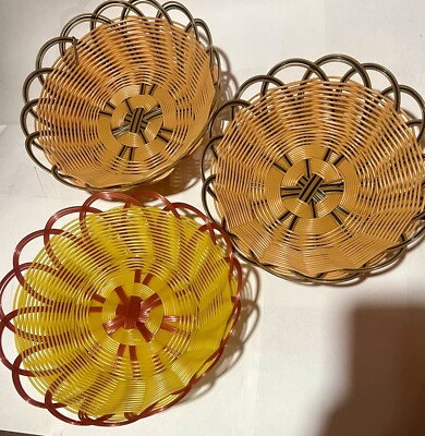 3 PCS Hard Plastic Gift  Baskets round Basket 9 Inch Small for Gifts/ Empty Food