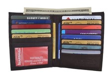 Men's RFID Brown Genuine Leather Bifold Wallet Slim Hipster Credit Card  ID New