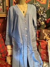 Stunning New/tags Light Blue East Maxi Linen Coat, Side Pockets,size 14,rrp £175