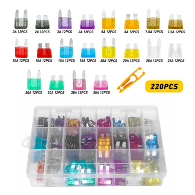 220X Car Blade Fuse Assortment Kit Auto Truck Medium Small Fuse Mixed With Box