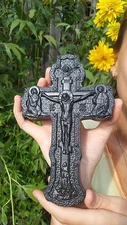 Wooden Carved Cross Bog Oak antique wood. Orthodox. Rare. Free ship to worldwide
