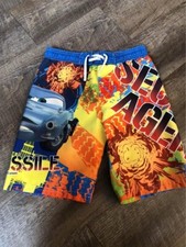 Boy's Cars 2 Swim Shorts Trunks Size 4 kid Tow Mater Finn McMissile Secret Agent
