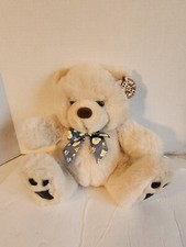 Dan Dee Teddy Bear Brown White Plush Bears w/Bows Lot of 2 10" Stuffed Animals