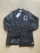 Converse Women's XL Size Black First Base Long MA1 Baseball Jacket w Logo New