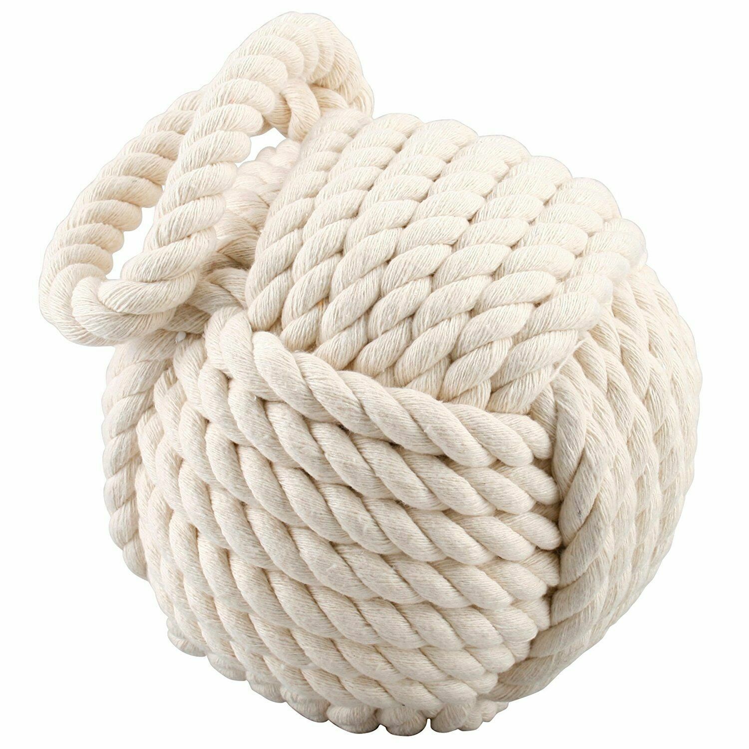 Nautical Weighted Cream Rope Ball Doorstop - Heavy Gorgeous Doorstop
