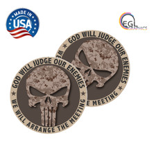 PAIR PUNISHER SKULL CAMO US ARMY MILITARY STICKER DECAL CAR TRUCK 4" USA MADE X2