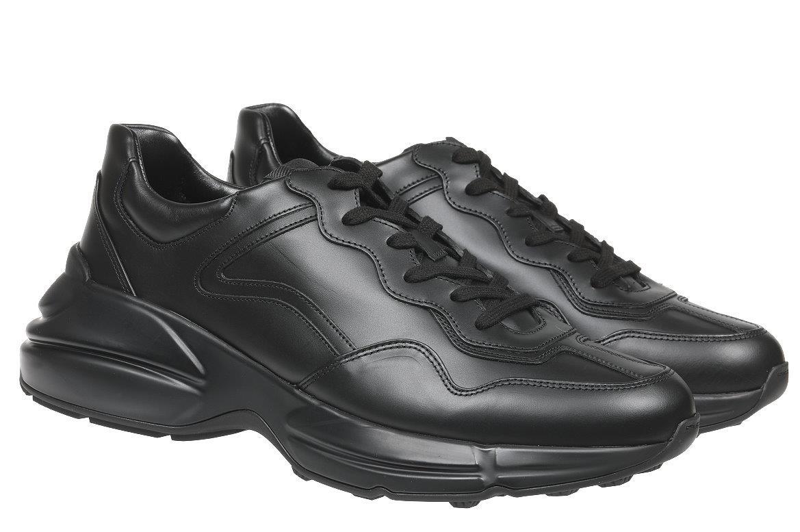 НОВЫЕ МУЖСКИЕ КРОССОВКИ GUCCI RHYTON ИЗ ЧЕРНОЙ КОЖИ С ЛОГОТИПОМ 11115 ДОЛЛАРОВ США 138290₽