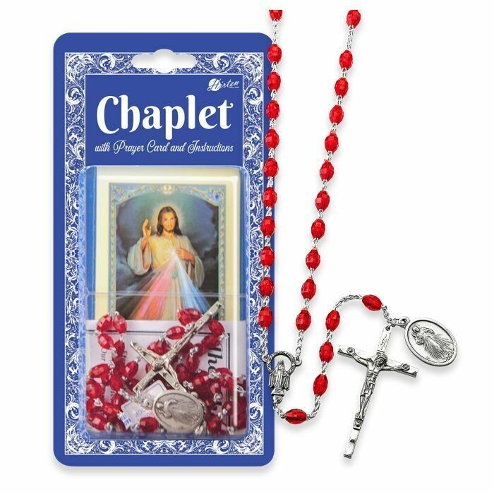Divine Mercy Prayer Kit with a Chaplet, Magnet, Poster, and Three Holy Cards