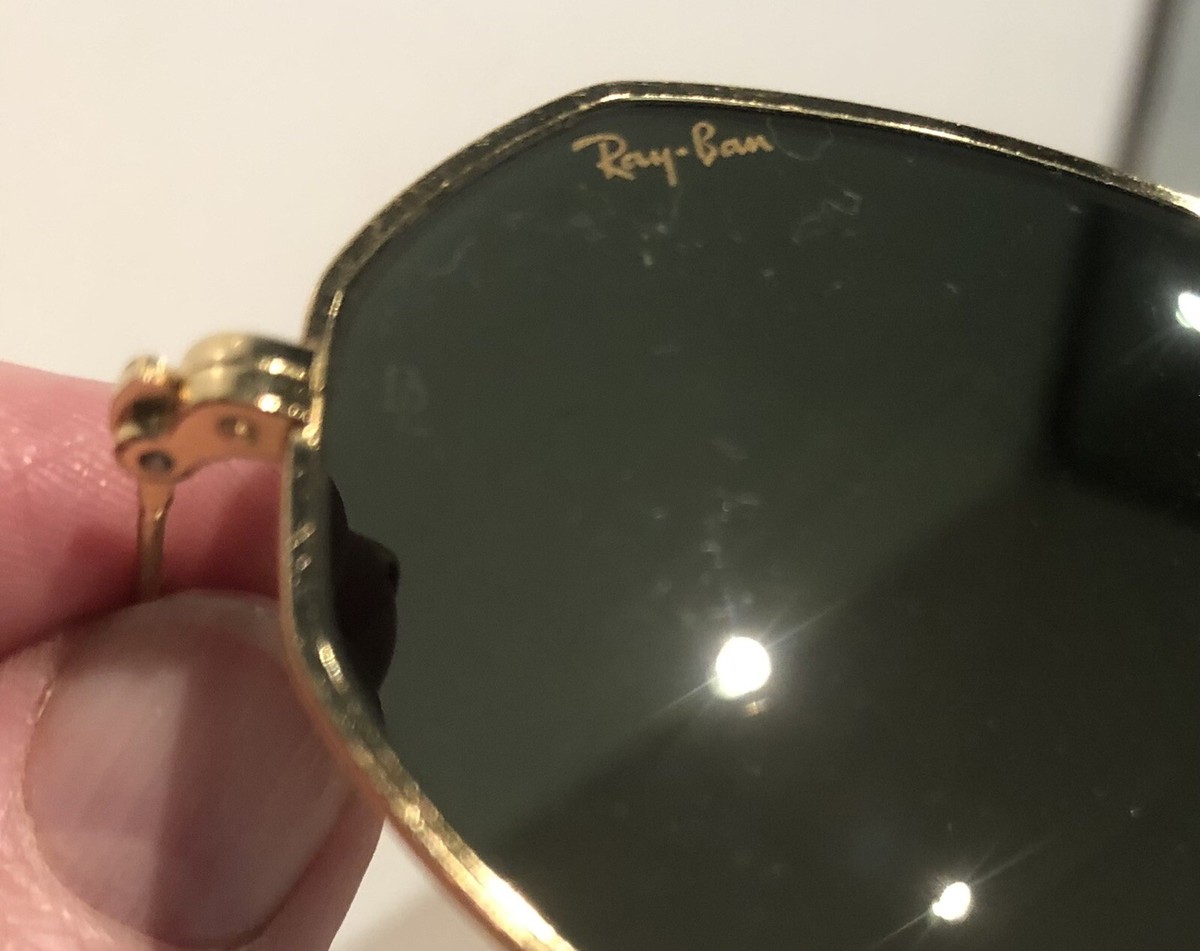 Vintage B & L Ray Ban Octagon Gold Framed Sunglasses + Case, W1535