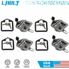 4× For Truck RV Tool Trailer Door Latch T-Handle Lock Stainless Steel Keys