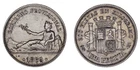 1 PESETA. Ag. PROVISIONAL GOVERNMENT - PROVISIONAL GOVERNMENT.. 1869. XF / EBC.