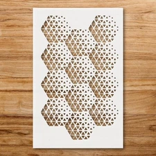 Hexagon and Triangle Geometry Pattern Stencil for Creative Projects - StencilAir