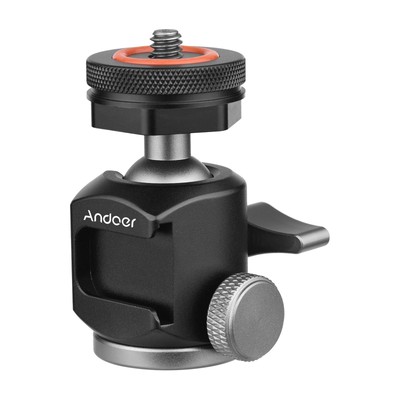Andoer 2-in-1 360° Rotatable Dual Use Ball Head Cold Shoe Mount Mini Ball Head
