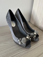 Karen Millen Silver Sparkly Crystal high heel shoes UK 8 / 41 worn once RRP £180