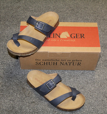 Haflinger Bio-Pantolette echt Leder Juno blau Größe 41