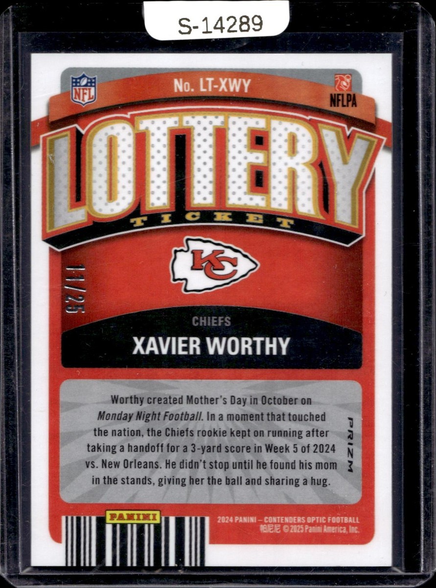 2024 Contenders Optic #LT-XWY Xavier Worthy Lottery Ticket Black