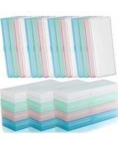 36 Pcs Plastic Pencil Case Bulk Hinged Lid and Snap White Pink Blue Green 