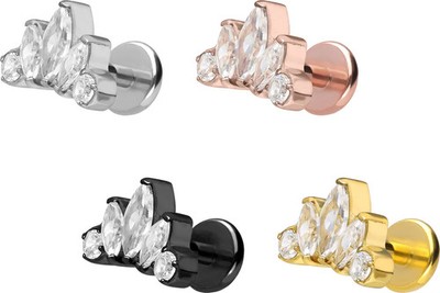 PIERCINGLINE  Piercing Stecker Titan Labret mit Push Fit LOTUSBLÜTE