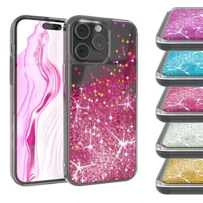EAZY CASE für iPhone 15 Pro Max Glitzer Hülle Flüssig Silikon Handyhülle Tasche