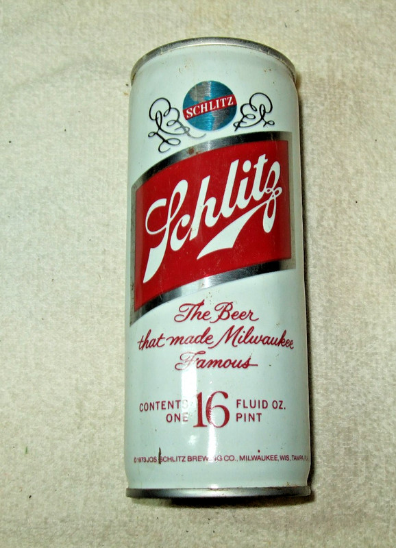 Schlitz 16 oz. Beer Can One Pint The Beer that made Milwaukee Famous CS