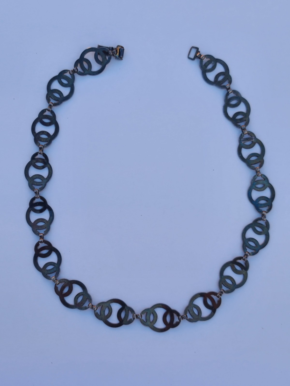 Vtg Sterling 925 Solid Silver Circle Link Choker … - image 11
