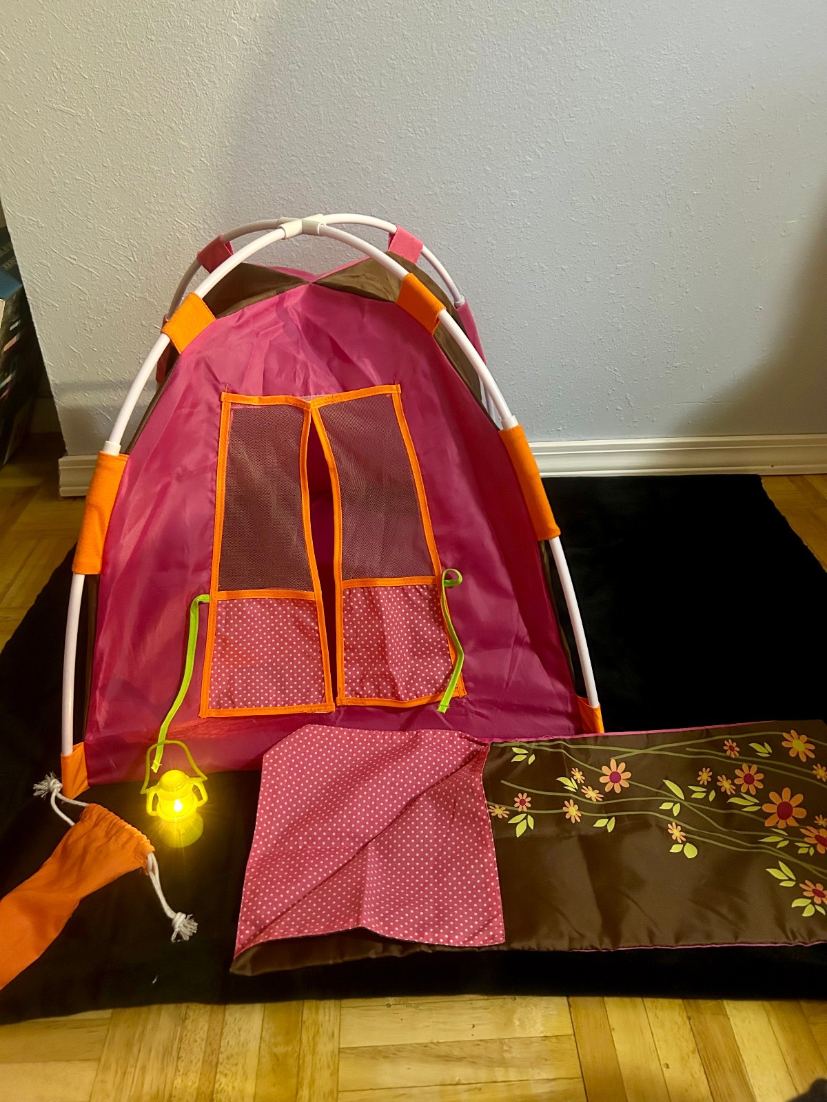 Our Generation 18-Inch Doll Size Flower Power Tent & Sleepin